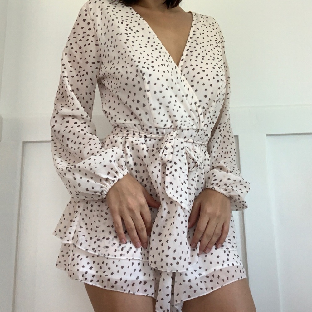 White Black Jumpsuit Polka Dot Dalmatian Print